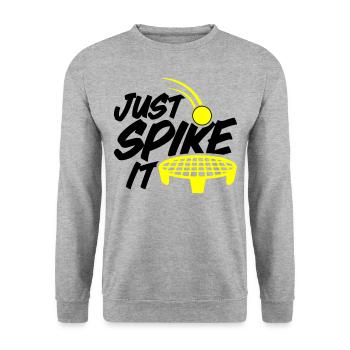 Farbe änderbar | Roundnet Spikeball Fun - Unisex Pullover - Weißgrau meliert - Vorne - Alina (178cm) & Michal (187cm)