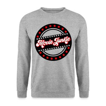 Les couleurs peuvent être modifiées | Accro au cinéma - Sweat-shirt Unisexe - gris chiné - Devant - Alina (178cm) & Michal (187cm)