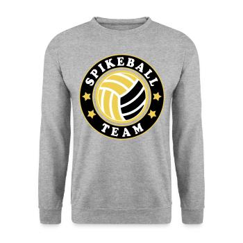 Farben änderbar | Roundnet Spikeball Team Fun - Unisex Pullover - Weißgrau meliert - Vorne - Alina (178cm) & Michal (187cm)