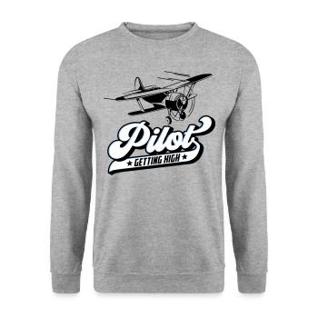 Fliegen Flieger Pilot Pilotin | Farben änderbar - Unisex Pullover - Weißgrau meliert - Vorne - Alina (178cm) & Michal (187cm)