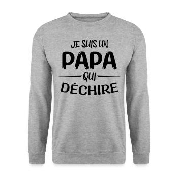 Je suis un papa qui déchire cadeau pour papa - Sweat-shirt Unisexe - gris chiné - Devant - Alina (178cm) & Michal (187cm)
