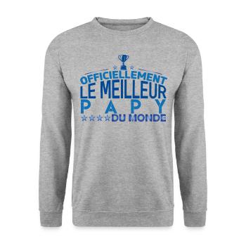 Papy Cadeau pour papy Anniversaire papy Papa !! - Sweat-shirt Unisexe - gris chiné - Devant - Alina (178cm) & Michal (187cm)