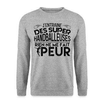 coach handball Cadeau pour le coach Handball !! - Sweat-shirt Unisexe - gris chiné - Devant - Alina (178cm) & Michal (187cm)