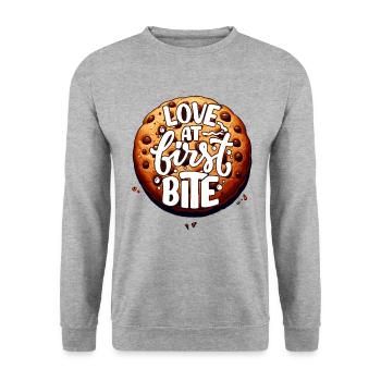 Liebe auf den ersten Bissen - Unisex Pullover - Weißgrau meliert - Vorne - Alina (178cm) & Michal (187cm)