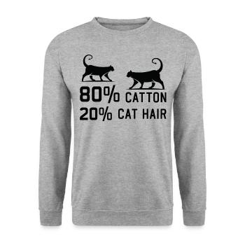 80% Cotton 20% Cat Hair funny Cats Sayings - Unisex Sweatshirt - salt & pepper - Front - Alina (178cm) & Michal (187cm)