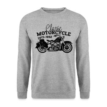 Retro 1952 Motorrad Biker Motorrad Geburtstag 1952 - Unisex Pullover - Weißgrau meliert - Vorne - Alina (178cm) & Michal (187cm)