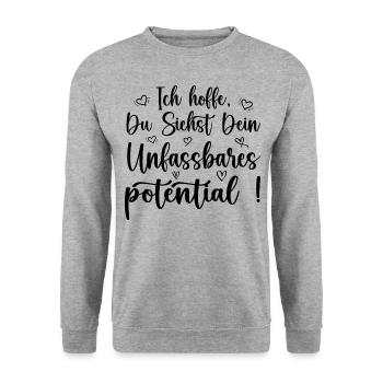 unfassbares potential achtsamkeit motivation - Unisex Pullover - Weißgrau meliert - Vorne - Alina (178cm) & Michal (187cm)