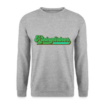 Farben änderbar | Kleingärtner aus Leidenschaft - Unisex Pullover - Weißgrau meliert - Vorne - Alina (178cm) & Michal (187cm)