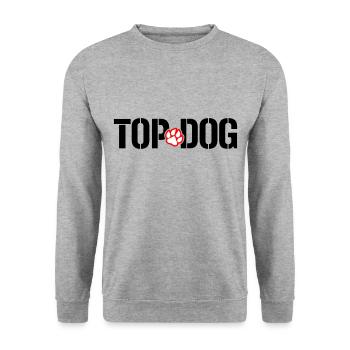 Farben änderbar | Top Dog - Bester Hund TOPDOG - Unisex Pullover - Weißgrau meliert - Vorne - Alina (178cm) & Michal (187cm)