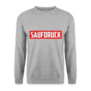 Saufdruck | SAUFEN - cooles Party Design. - Unisex Pullover - Weißgrau meliert - Vorne - Alina (178cm) & Michal (187cm)