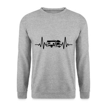 Heartbeat Panel Van Motorhome | Color changeable - Unisex Sweatshirt - salt & pepper - Front - Alina (178cm) & Michal (187cm)