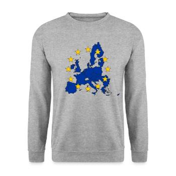 Europäische Union - Unisex Pullover - Weißgrau meliert - Vorne - Alina (178cm) & Michal (187cm)