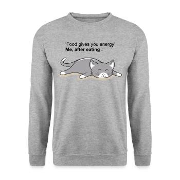 Meme Cat Funny Animals Sayings Graphic Art - Unisex Sweatshirt - salt & pepper - Front - Alina (178cm) & Michal (187cm)