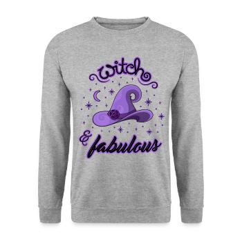 Witch and Fabulous - Unisex Pullover - Weißgrau meliert - Vorne - Alina (178cm) & Michal (187cm)