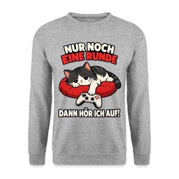 Nur noch eine Runde. Katzenschläfer - Unisex Pullover - Weißgrau meliert - Vorne - Alina (178cm) & Michal (187cm)