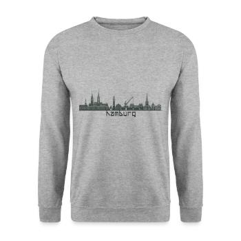 Hamburg - Unisex Pullover - Weißgrau meliert - Vorne - Alina (178cm) & Michal (187cm)