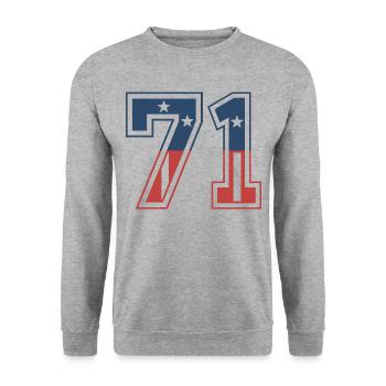 Numéro 71 États-Unis - Sweat-shirt Unisexe - gris chiné - Devant - Alina (178cm) & Michal (187cm)
