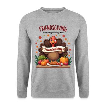 Friendsgiving Family - Unisex Pullover - Weißgrau meliert - Vorne - Alina (178cm) & Michal (187cm)