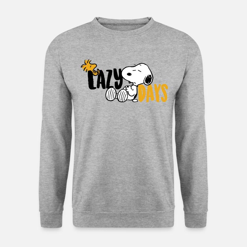 Peanuts Snoopy Lazy Days Chillen - Unisex Pullover - Weißgrau meliert