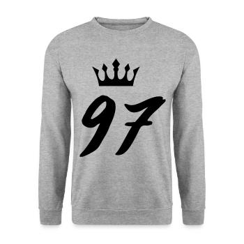 97 Number crown - Unisex Sweatshirt - salt & pepper - Front - Alina (178cm) & Michal (187cm)