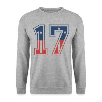 Nummer 17 USA - Unisex Pullover - Weißgrau meliert - Vorne - Alina (178cm) & Michal (187cm)