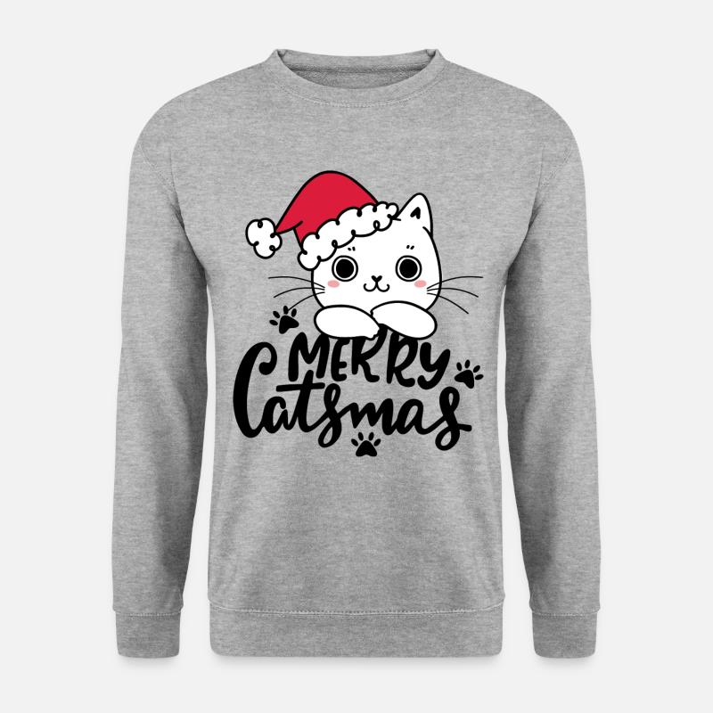 Lustige Weihnachtskatzen - Unisex Pullover - Weißgrau meliert