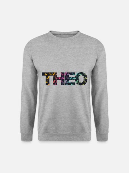 Theo - Beautiful boy name with cool dinosaurs - Unisex Sweatshirt - salt & pepper