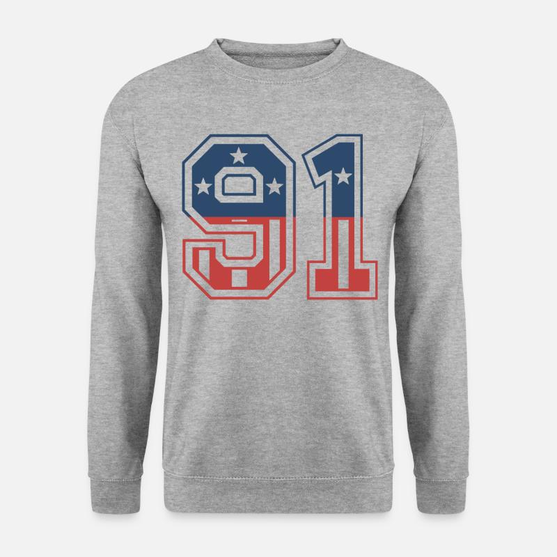 Nummer 91 USA - Unisex Pullover - Weißgrau meliert