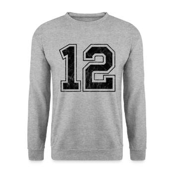 Anzahl 12 - Unisex Pullover - Weißgrau meliert - Vorne - Alina (178cm) & Michal (187cm)