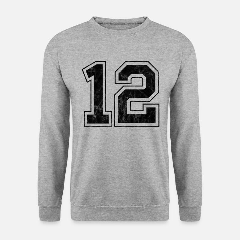Anzahl 12 - Unisex Pullover - Weißgrau meliert