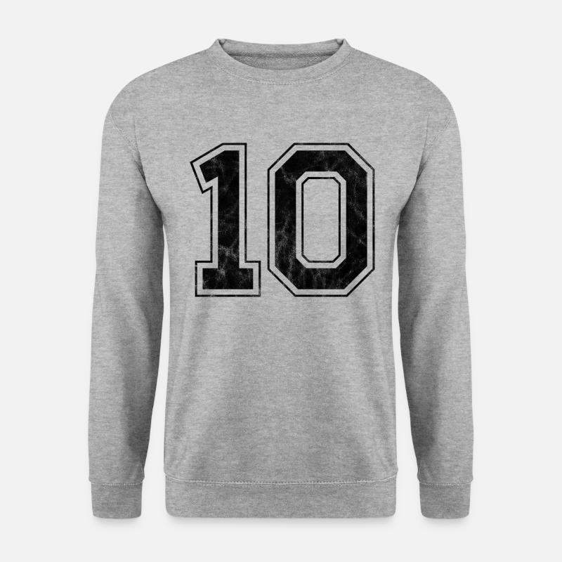 Anzahl 10 - Unisex Pullover - Weißgrau meliert