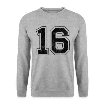 Anzahl 16 - Unisex Pullover - Weißgrau meliert - Vorne - Alina (178cm) & Michal (187cm)