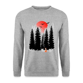 Fox Forest Sun Nature Landscape - Unisex Sweatshirt - salt & pepper - Front - Alina (178cm) & Michal (187cm)
