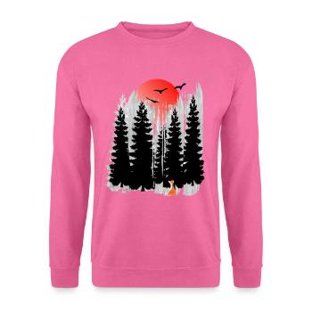 Fox Forest Sun Nature Landscape - Sweat-shirt Unisexe - rose - Devant