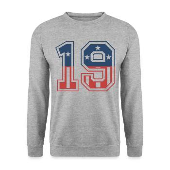 Number 19 USA - Unisex Sweatshirt - salt & pepper - Front - Alina (178cm) & Michal (187cm)