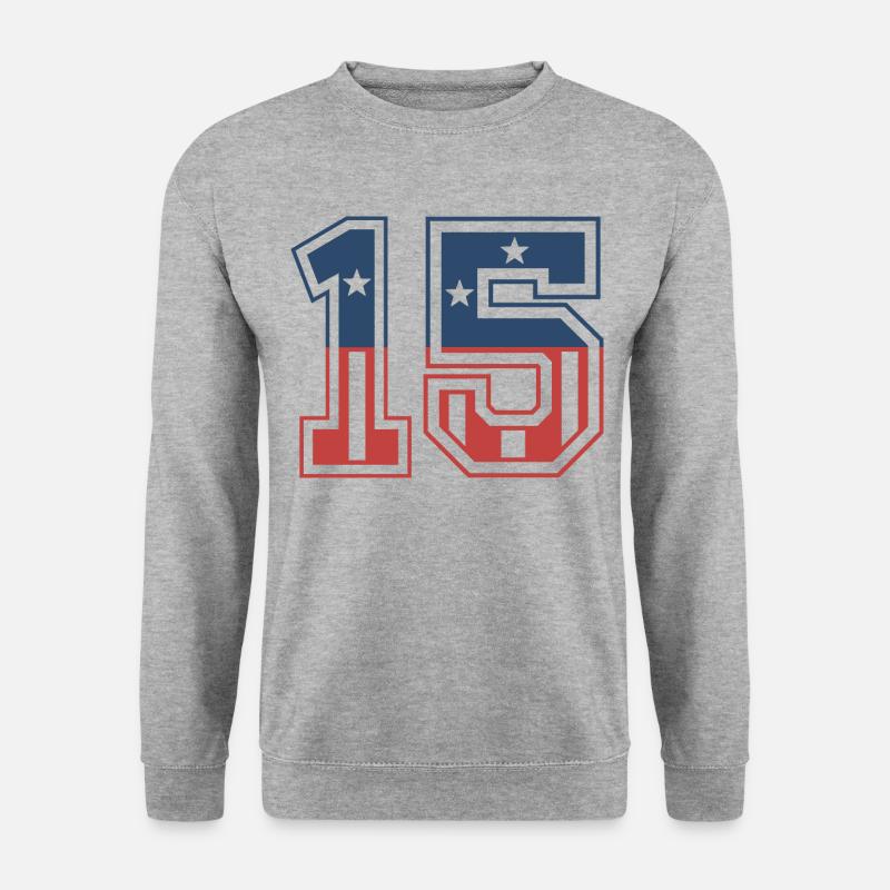 Nummer 15 USA - Unisex Pullover - Weißgrau meliert