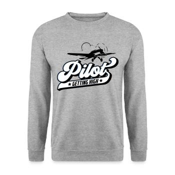 Fliegen Flieger Pilot Pilotin | Farben änderbar - Unisex Pullover - Weißgrau meliert - Vorne - Alina (178cm) & Michal (187cm)