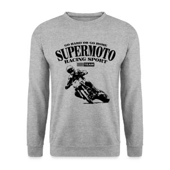 Supermoto - Unisex Pullover - Weißgrau meliert - Vorne - Alina (178cm) & Michal (187cm)