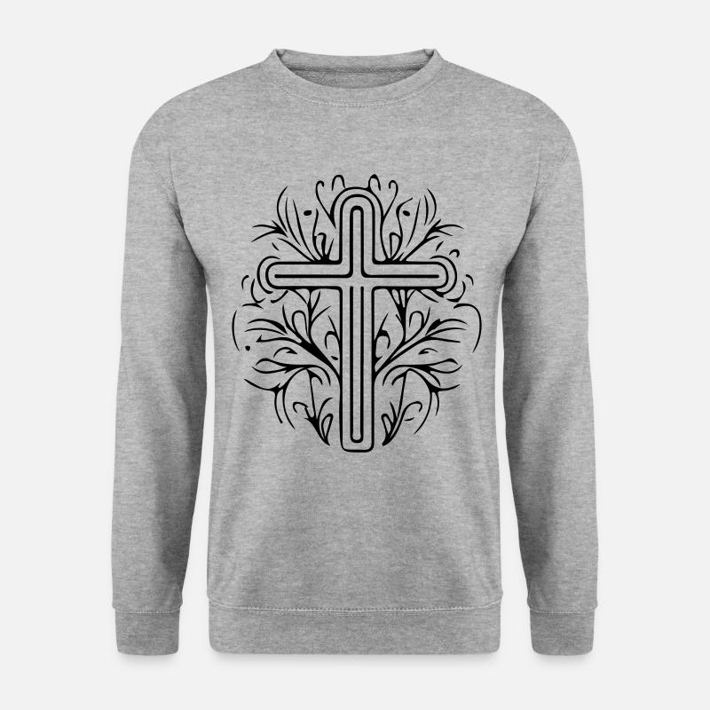 Kreuz Symbol - Unisex Pullover - Weißgrau meliert