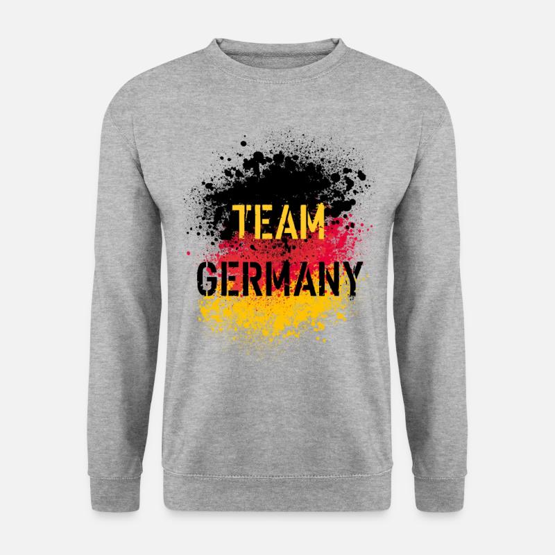 49 Team Germany Deutschland Fahne Spritzer - Unisex Pullover - Weißgrau meliert