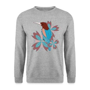 Mandala Vogel - Unisex Pullover - Weißgrau meliert - Vorne - Alina (178cm) & Michal (187cm)