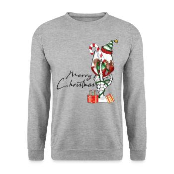 Noël, vin Noël, vin rouge vin drôle vin vin - Sweat-shirt Unisexe - gris chiné - Devant - Alina (178cm) & Michal (187cm)