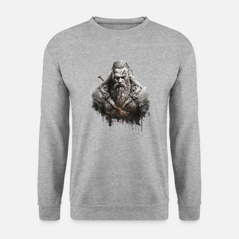 Wikinger Krieger Wikingerzeit - Unisex Pullover - Weißgrau meliert