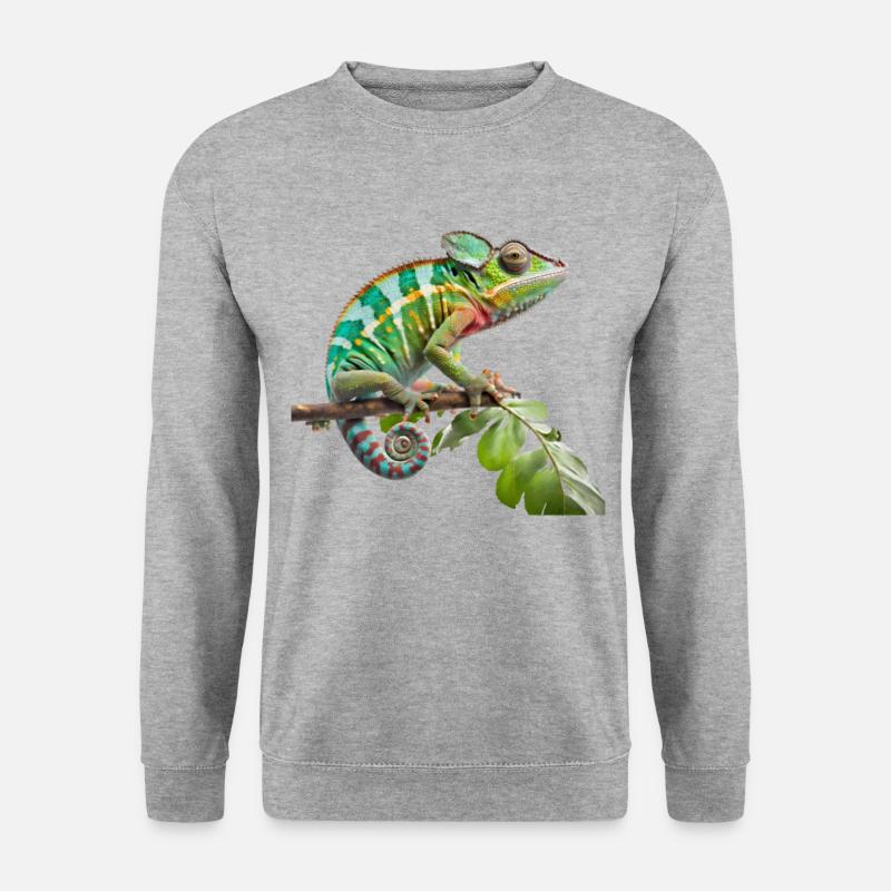 Buntes Chamäleon-Leben - Unisex Pullover - Weißgrau meliert