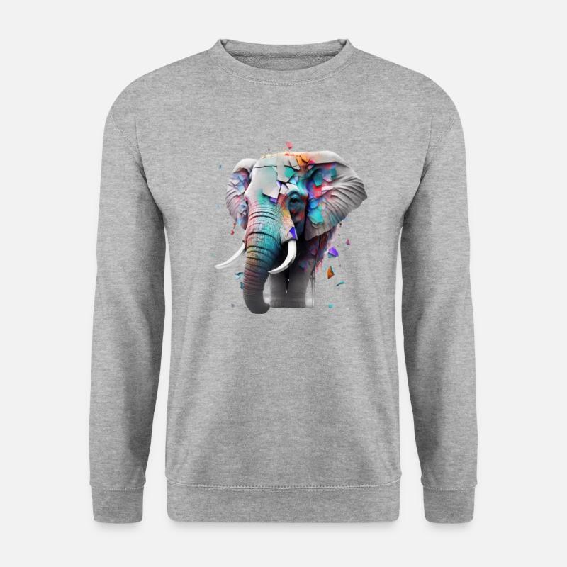 Elefantenliebe - Unisex Pullover - Weißgrau meliert