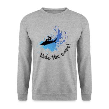 Ride the wave! - Unisex Sweatshirt - salt & pepper - Front - Alina (178cm) & Michal (187cm)