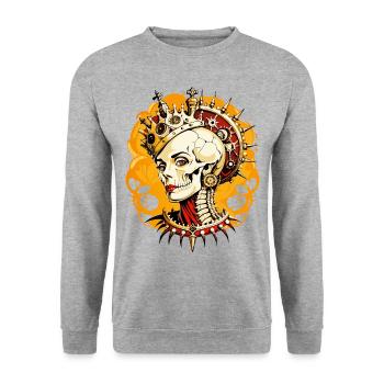 Queen Skull // Skull Queen // Crown FS0078 - Unisex Sweatshirt - salt & pepper - Front - Alina (178cm) & Michal (187cm)