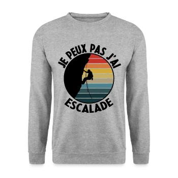 j'peux pas j'ai escalade - Sweat-shirt Unisexe - gris chiné - Devant - Alina (178cm) & Michal (187cm)