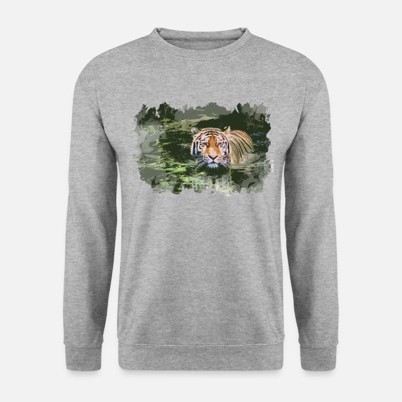Tiger - Unisex Pullover - Weißgrau meliert