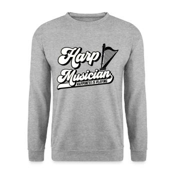 Harfenmusiker Harfenspieler Harfe | Farbe änderbar - Unisex Pullover - Weißgrau meliert - Vorne - Alina (178cm) & Michal (187cm)